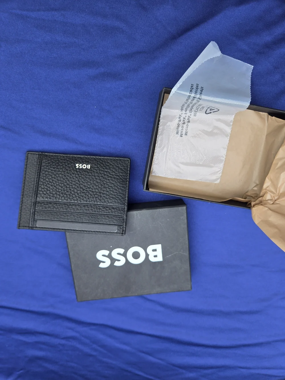 BOSS Men’s Black Leather Card Holder - Slim Wallet